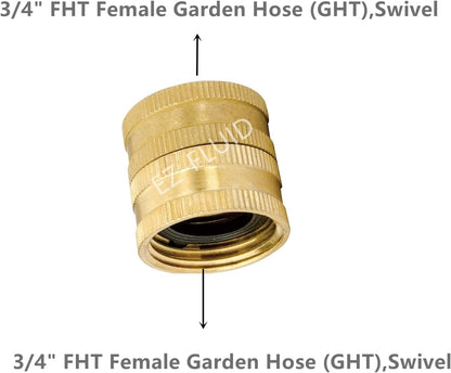 (1) EZ-FLuid 3/4" FHT Female Garden Hose Wye Two way Splitter, Heavy Duty Brass Hose Y Splitter with 1/4Turn Shutoff Ball Valve,2-way 3/4"GHT Threads Connector For outside faucet and hose bibb spigot