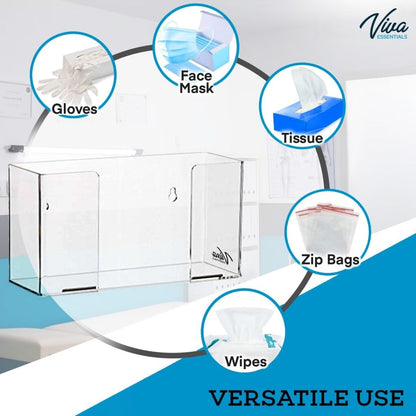 AdirMed VivaEssentials Double Glove Box Holder, Wall Mount or Free Standing Black Acrylic Glove Holder