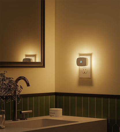 LED Night Light, Plug-in LED Backlit Night Light with Motion Sensor & Dusk to Dawn Sensor, Dimmable Nightlight 3-Color Temperature Adjustable Brightness for Bedroom Bathroom Stairs Hallway