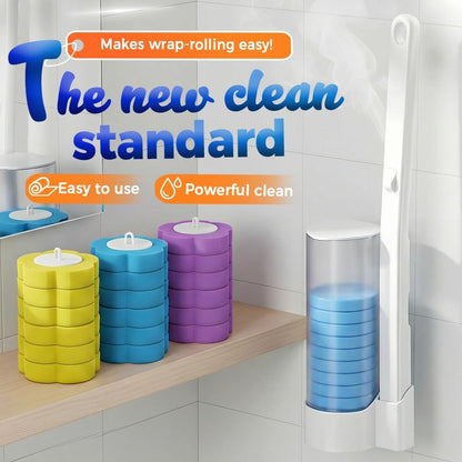Disposable Toilet Cleaning System: Toilet Brush & Holder Kit with 18PCS Pre-Soaked Cleaner Wall-Mount Scrubbing Toilet Brush Bathroom Cleaning Kit (36-Pack Lavender Brush Head)