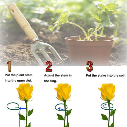 10 Pieces 24 inch Green Single Stem Plant Stakes Flower Support Rings,Gardening Planter Cages for Single Stem Flowers, Amaryllis, Peony, Lily,Narcissus