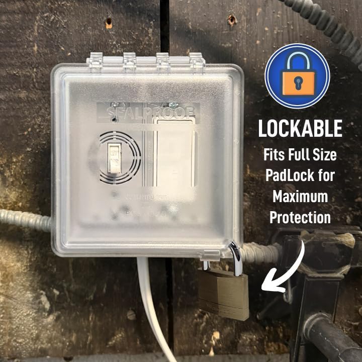 Sealproof 2-Gang Weatherproof In Use Outlet Cover | Two Gang Outdoor Plug and Receptacle Protector, Lockable, UL Extra Duty Compliant, 45 Configurations