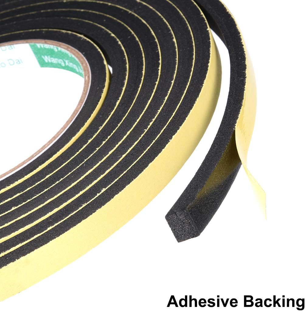 uxcell Sealing Foam Tape 5mm Wide 3mm Thick 4m/13ft Long, Self Adhesive Weather Strip for Window Door Insulation, Pack of 2