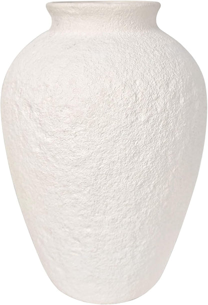 5.9" Small White Round Ceramic Vase, Coffee Table Shelf Decor
