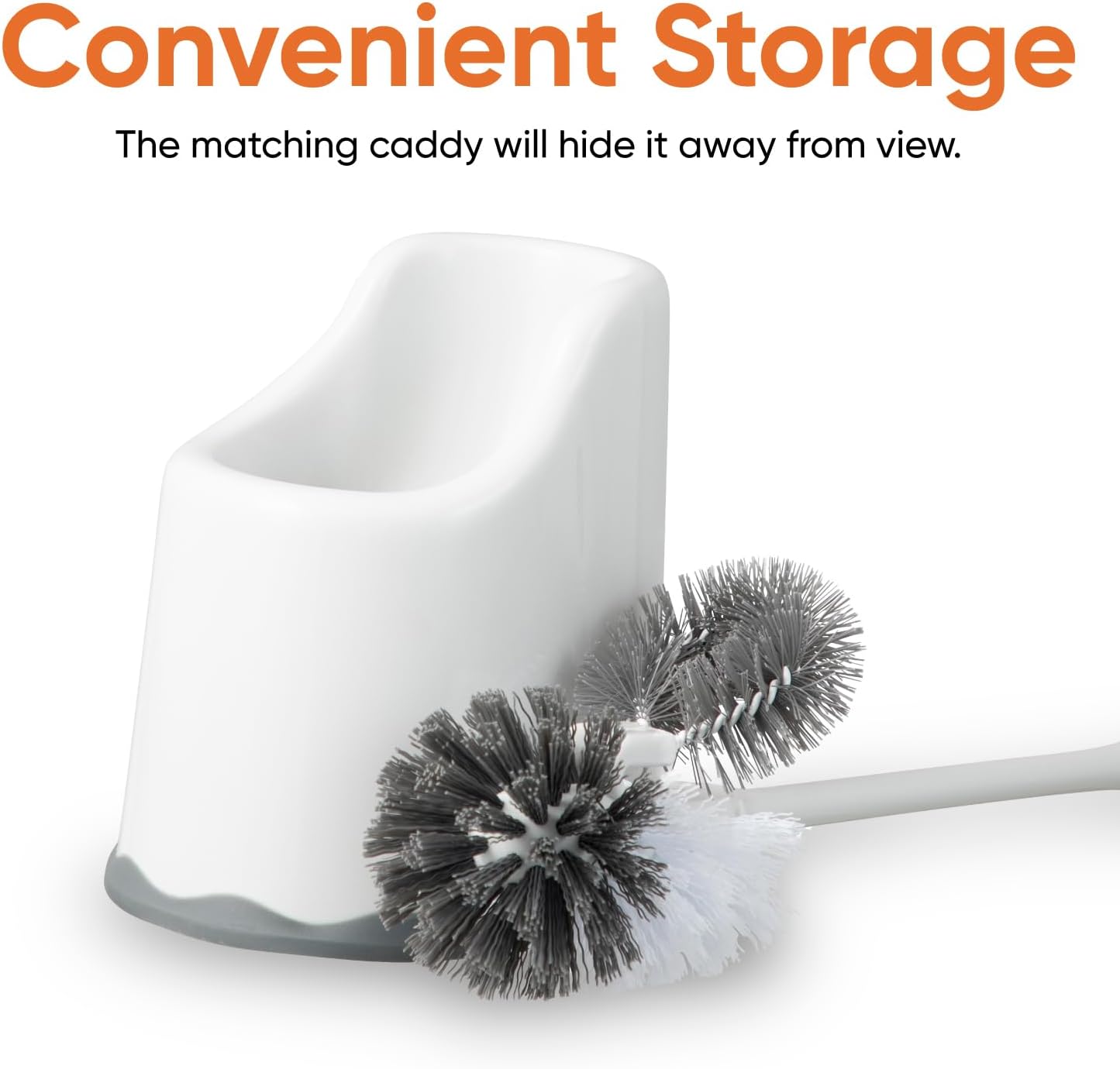 Superio Toilet Bowl Brush and Holder with Under Rim Cleaner for Bathroom, Toilet Brush and Caddy with Non Scratch Bristles and Under Rim Lip Brush