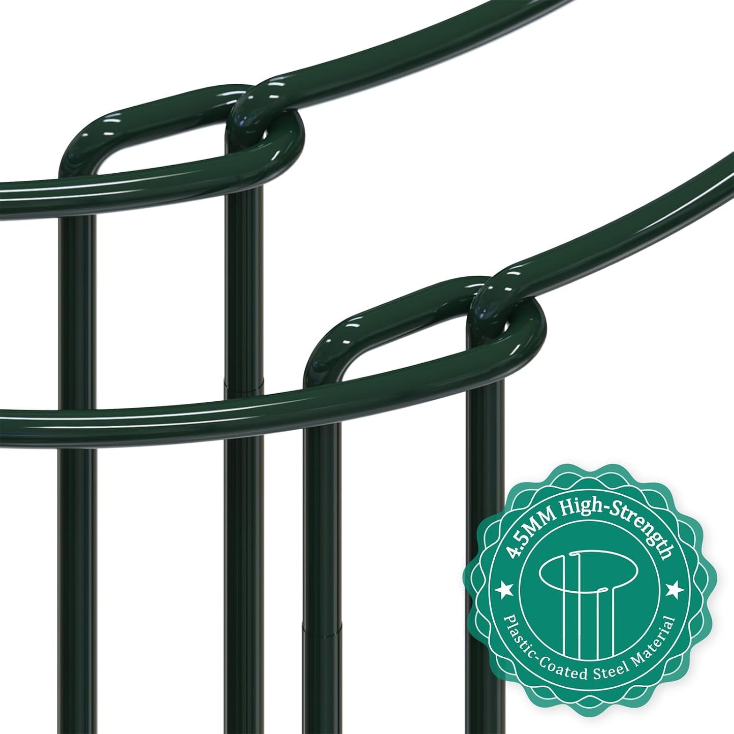 24 Pack Plant Support Stake, Half Round Metal Garden Plant Stake, Green Plant Support Ring, Border Support with Plant Lables & Plant Clips for Outdoor Indoor Plants, Vegetable, Flowers