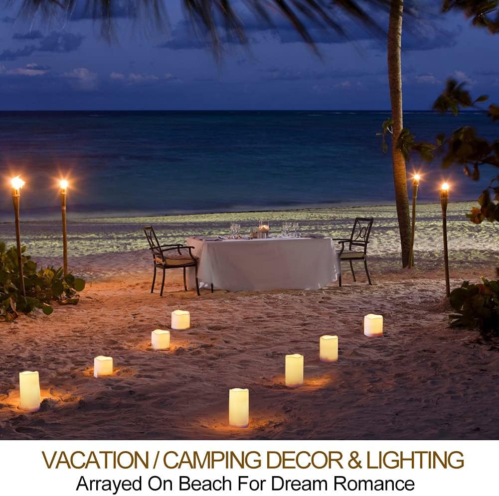 Set of 4 White Outdoor LED Pillar Candles 3x4 3x5 3x6 3x7 with Timer and Remote - IP65 Waterproof Battery Operated LED Pillar Candles - Flickering Flameless Pillar Candles Unscented Outside
