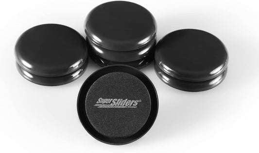 Super Sliders 2-1/2" Round Reusable Furniture Sliders for Carpet, Anti-Slip Protective Furniture Moving Pads for Beds, Sofas, Dressers, Set of 8, Black