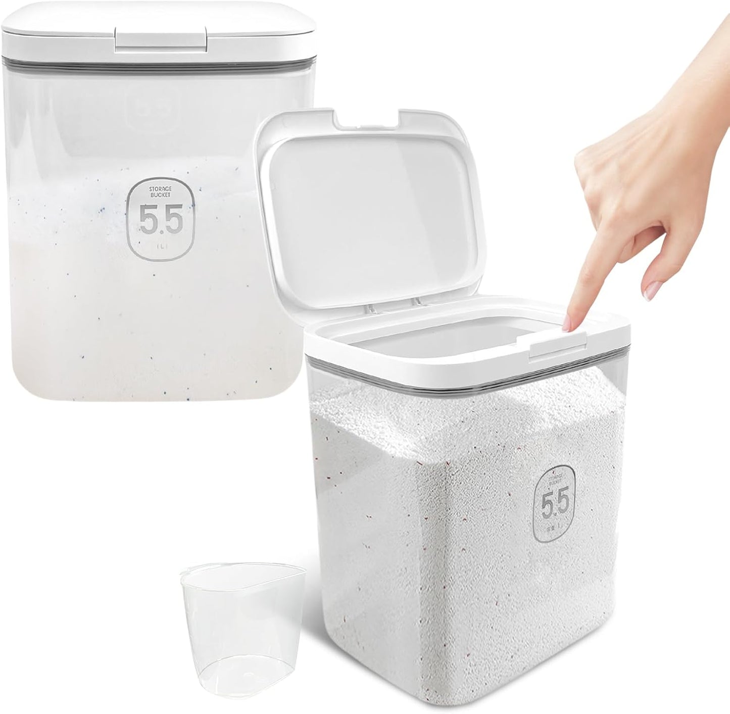 5.5L Laundry Detergent Dispenser with One-Press Lid, Laundry Powder Container for Laundry Room Organization and Storage Pod and Airtight Dishwasher Pod Holder for Bead Powder 1pack
