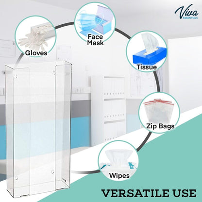 AdirMed VivaEssentials Double Glove Box Holder, Wall Mount or Free Standing Black Acrylic Glove Holder