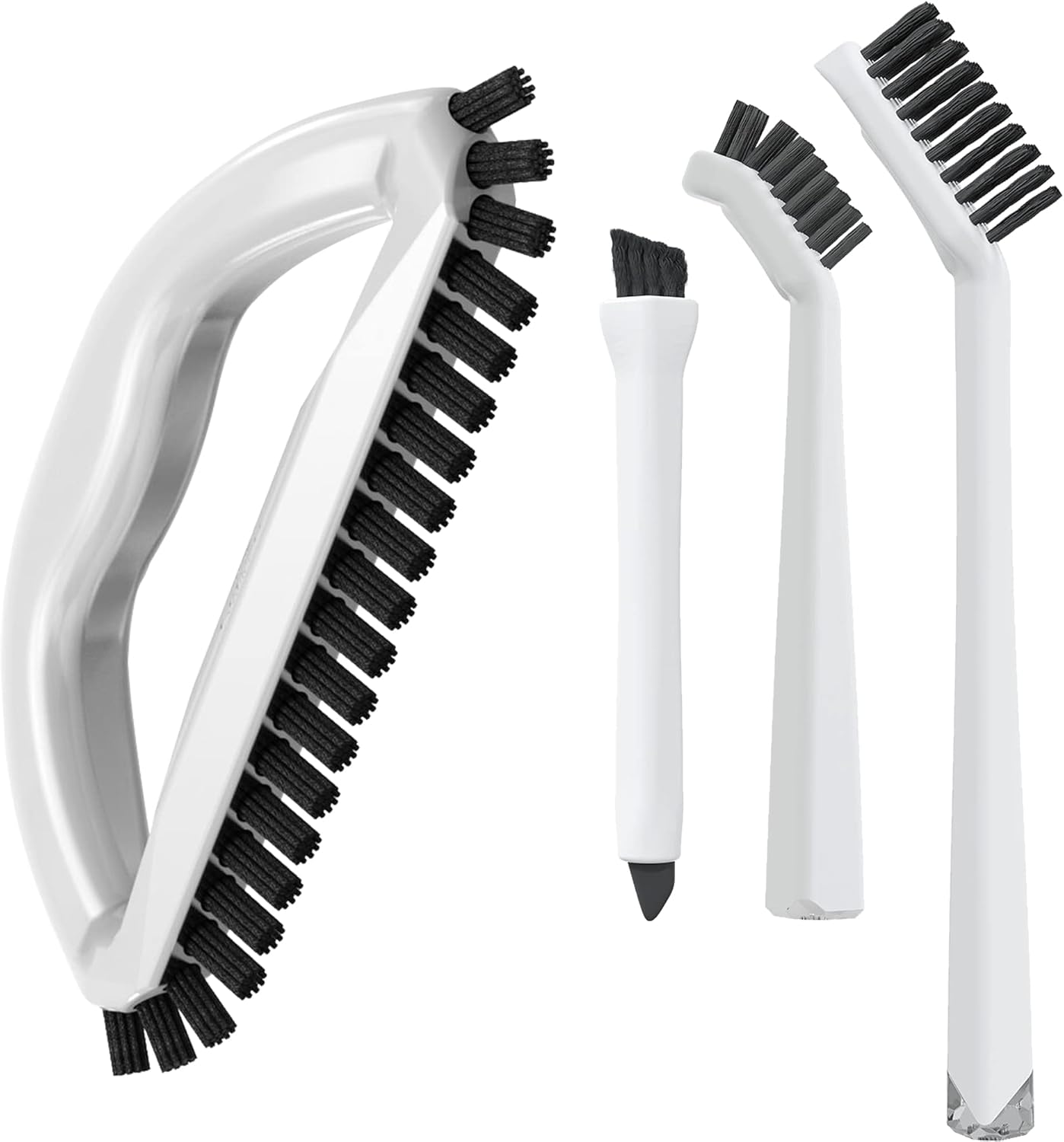 Small Cleaning Brush Set 3pcs—Crevice Brushes for Cleaning—Scrub Brushes Set with Silicone Tipped Scrub Brush—Stiff Handle Miniature Cleaning Brush for Kitchen Uensils, Tight Spaces, Tub, Shower