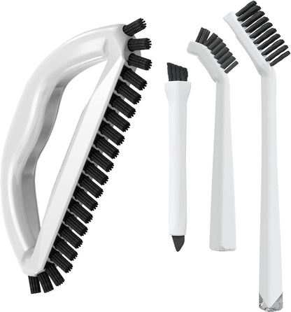 Small Cleaning Brush Set 3pcs—Crevice Brushes for Cleaning—Scrub Brushes Set with Silicone Tipped Scrub Brush—Stiff Handle Miniature Cleaning Brush for Kitchen Uensils, Tight Spaces, Tub, Shower