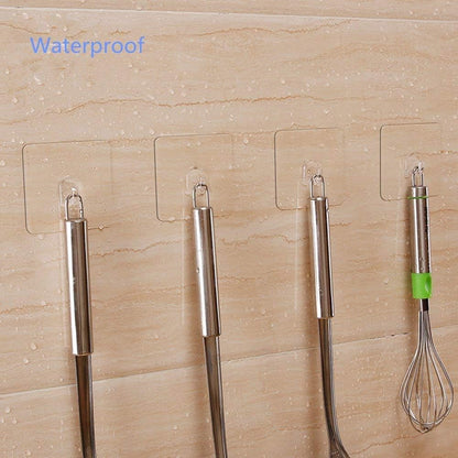 Ninth Five 30 Pack Adhesive Hooks for Hanging, 33lb Heavy Duty Wall Hooks, Clear Plastic Sticky Utility Hook for Home Kitchen Bathroom Office Use