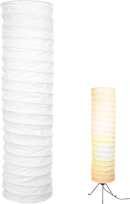 STOBOK Rice Paper Floor Lamp Shade Replacement, 36-inch Standing Paper Lampshade, Japanese Style Long Lamp Shade Only, Foldable Light Cover for Living Room Bedroom Hotel Decor, White
