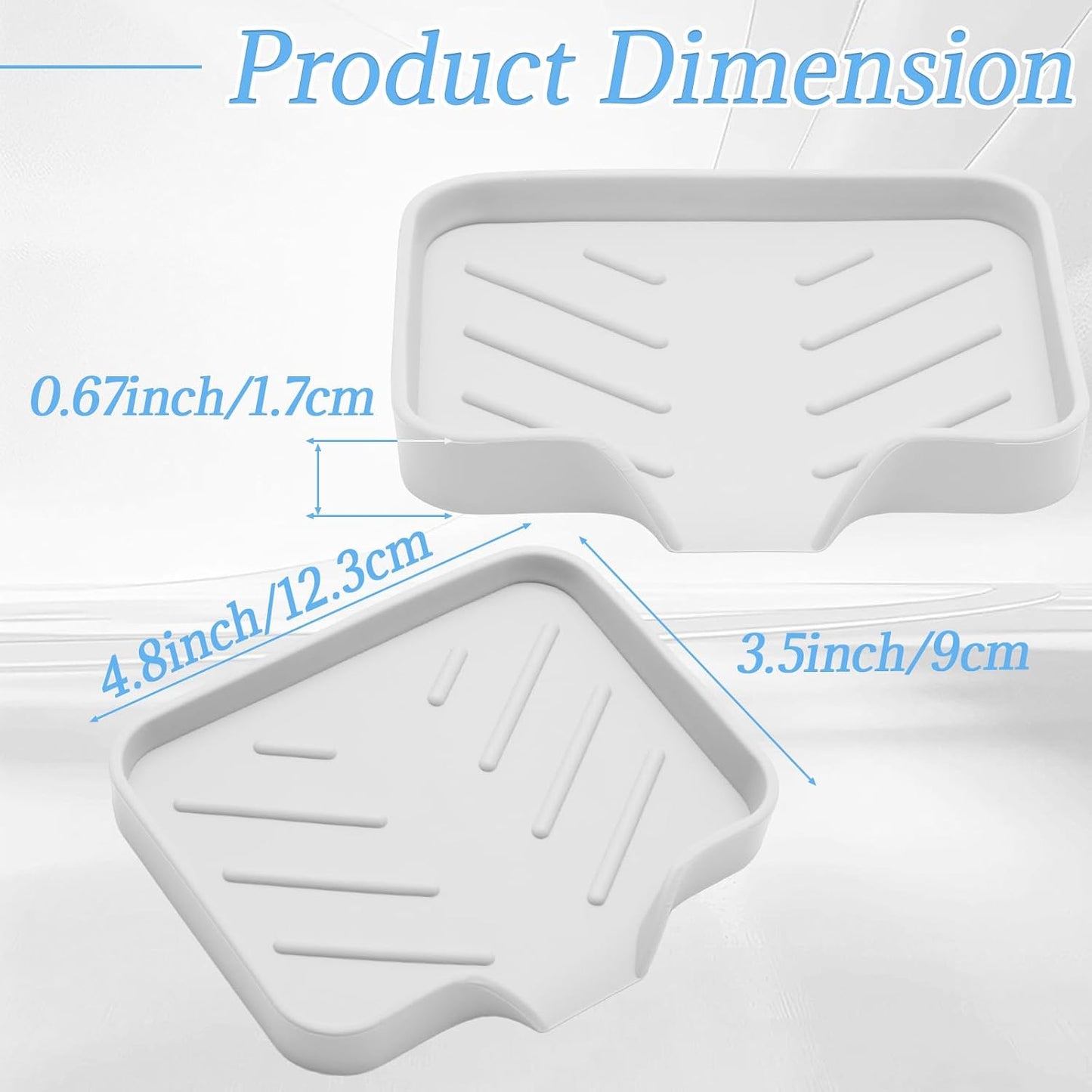 BokWin Silica Gel Soap Dish with Drain, Grey, 4.8x3.5 Inch | 1 Pack, Self Draining Soap Tray, For Shower, Bathroom and Kitchen, Sink Organizer, Bar Soap Holder