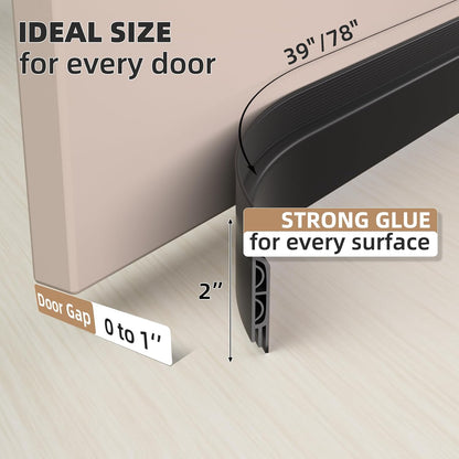 KNEELISA 39" Black Under Door Draft Stopper Exterior,Bottom Door Sweep Sound Proofing,Soundproofing Noise Blocker,Gap Filler Soundproof Seal Strip