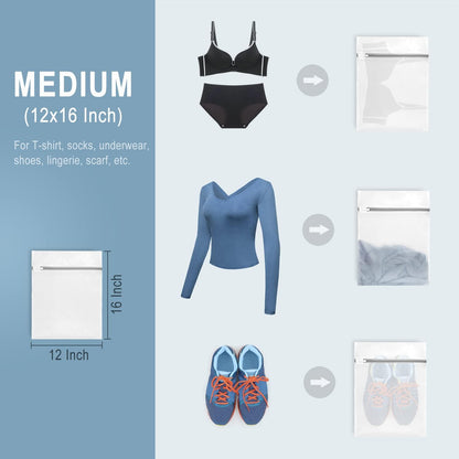 Muchfun 3Pcs Durable Diamond Mesh Laundry Bags for Delicates 12 x 16 Inches | (3 Medium)