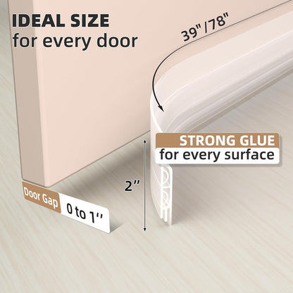KNEELISA 39" Black Under Door Draft Stopper Exterior,Bottom Door Sweep Sound Proofing,Soundproofing Noise Blocker,Gap Filler Soundproof Seal Strip