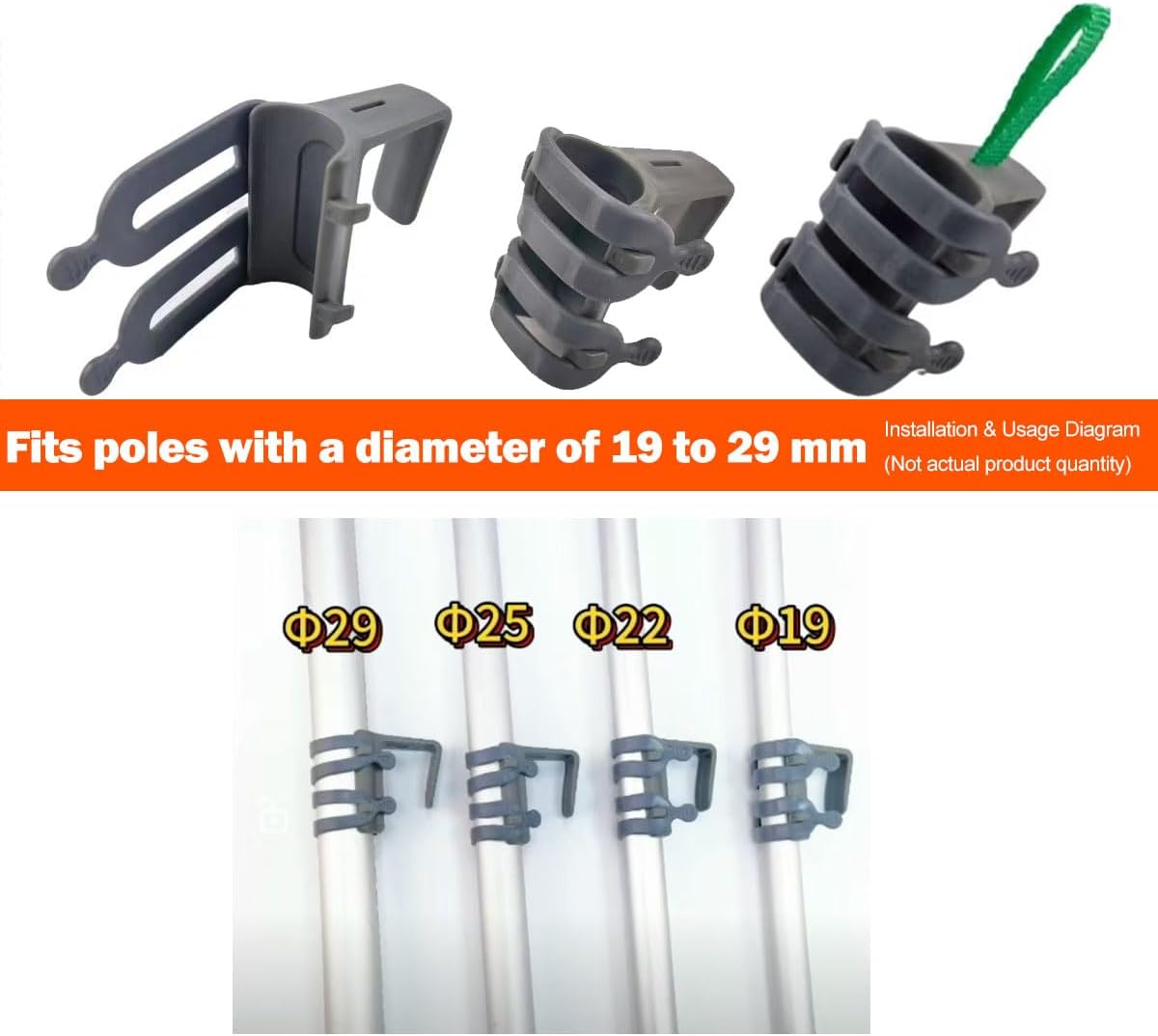 Broom and Mop Organizer for Cleaning Cart Wall Hanging Broom Holder with Hooks Tool Holder for Garage Garden Tool Rack Mop Holder Wall Mount Broom Hanger for Home Kitchen Bathroom
