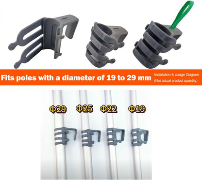 Broom and Mop Organizer for Cleaning Cart Wall Hanging Broom Holder with Hooks Tool Holder for Garage Garden Tool Rack Mop Holder Wall Mount Broom Hanger for Home Kitchen Bathroom