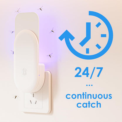 TIENBE Flying Insect Trap, 2 in 1 Indoor Plug-in Fruit Fly Trap, 1 Trap White and 6 Glue Cards, Fruit Fly Traps for Gnat, Moth, Mosquito, Suitable for Every Part of The Home