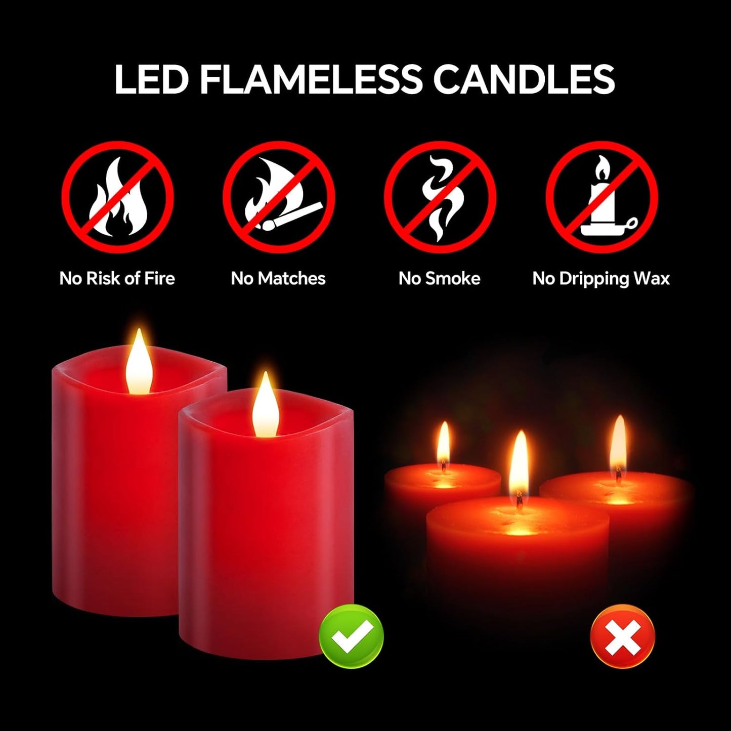 3x4 Flickering Flameless Candles Set of 3,Real Wax Pillar LED Candles,with Timer,4 inch Flameless Candles with Remote,for Party Wedding Holiday Home Decor,Ivory