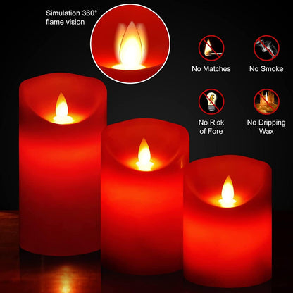 Flameless Flickering Battery Operated Candles D2.2''*H4 5" 6" 7" 8" 9" Set of 9 Ivory Real Wax Pillar LED Candles with 10-Key Remote and Cycling 24 Hours Timer (Ivory)