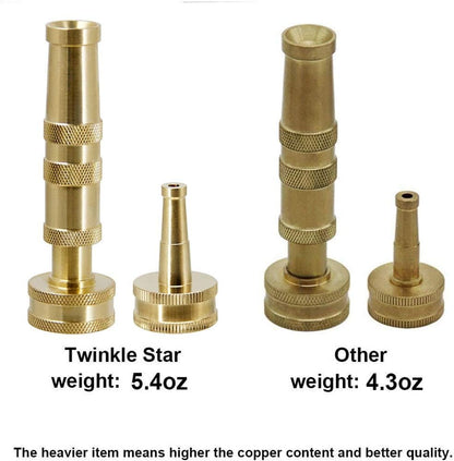 Twinkle Star Heavy-Duty Brass Adjustable Twist Hose Nozzle, 2 Pcs | 3/4” GHT Brass Garden Hose Nozzle, Adjustable Water Flow
