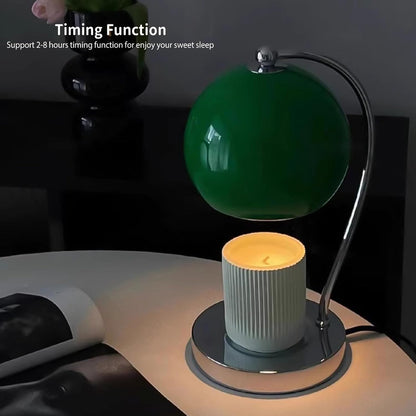 Candle Lamp Warmer, Wide Base Scented Candle Warmer with Timer and Dimmer, Modern Candle Melting Lattern, Home Decor Table Lamp (Silver)