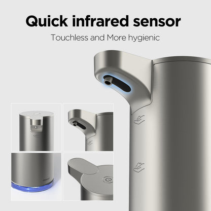 Mooas Automatic Foaming Soap Dispenser - Pure & Clean, Stainless Metal Rechargeable Electric Sensor, Touchless Dish Soap Dispenser for Kitchen & Bathroom, Commercial 9.4oz (Ivory)