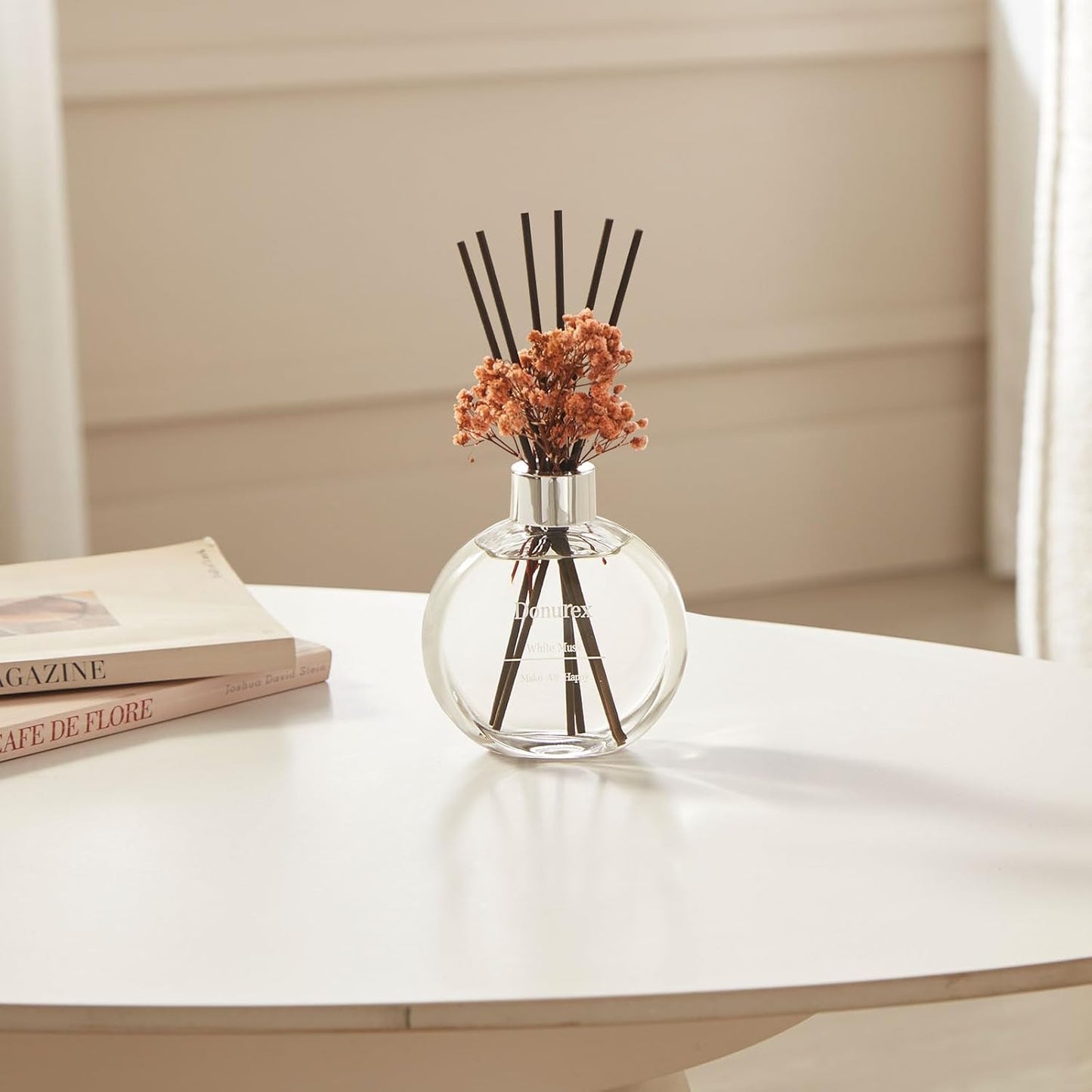 Flower Reed Diffuser Set 5.07oz Satin Rose Scent Diffuser with Sticks Home Fragrance Reed Diffuser for Bathroom Shelf Decor