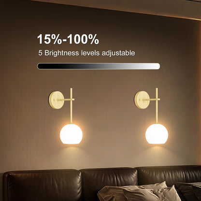 Brass Battery Operated Wall Sconces Set of 2, Rechargeable Wireless Wall Lights with Milky White Frosted Glass, 12 RGB and 3CCT Dimmable, Wall Lamps with Remote for Bedroom Living Room Hallway