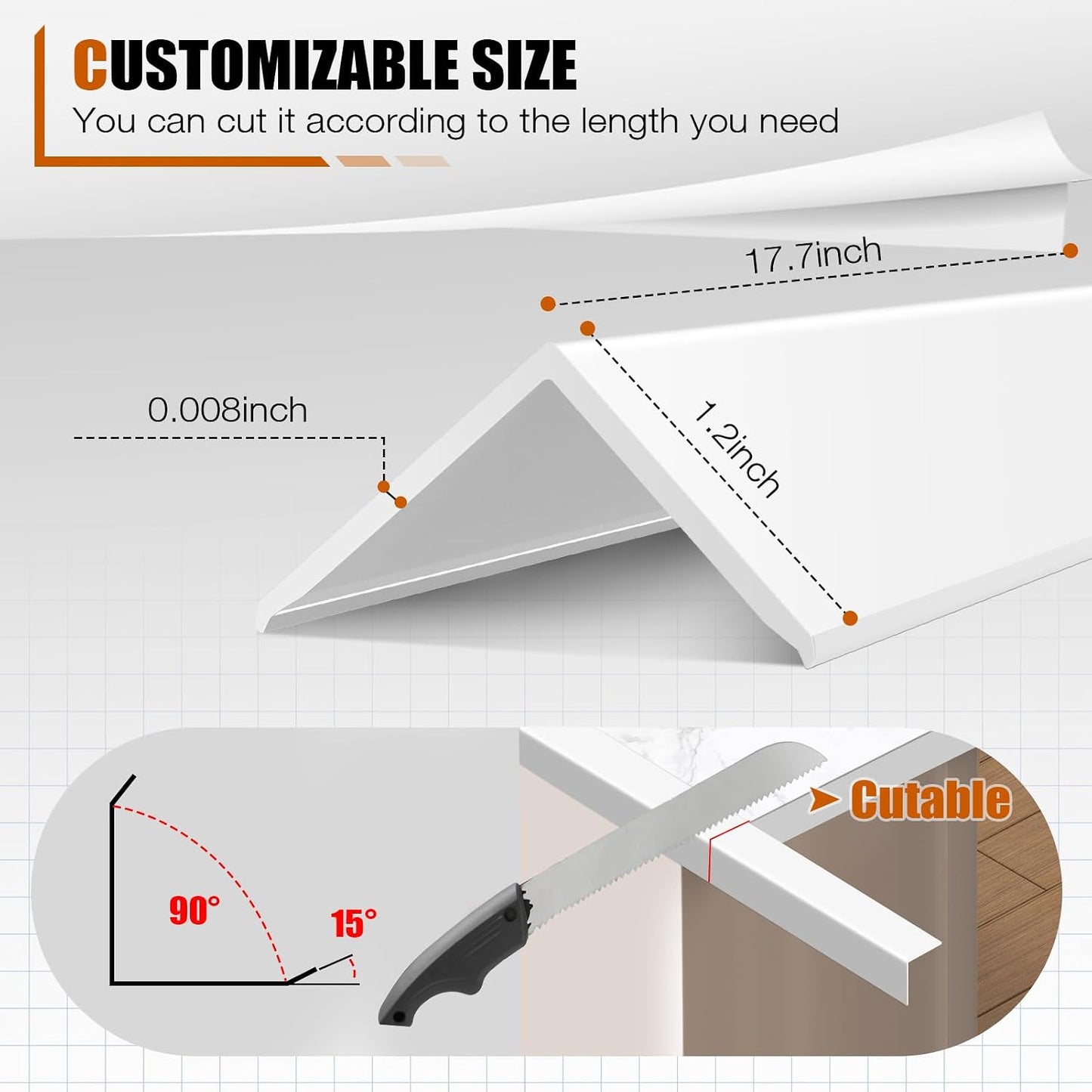 Magicheap 4 Pack Wall Corner Protector, Self Adhesive Corner Protectors for Walls, Easy to Install Edge Guard Strip for Furniture Cabinet Shelf Drywall Baseboard Desk, 17.7in x 1.18in, Clear