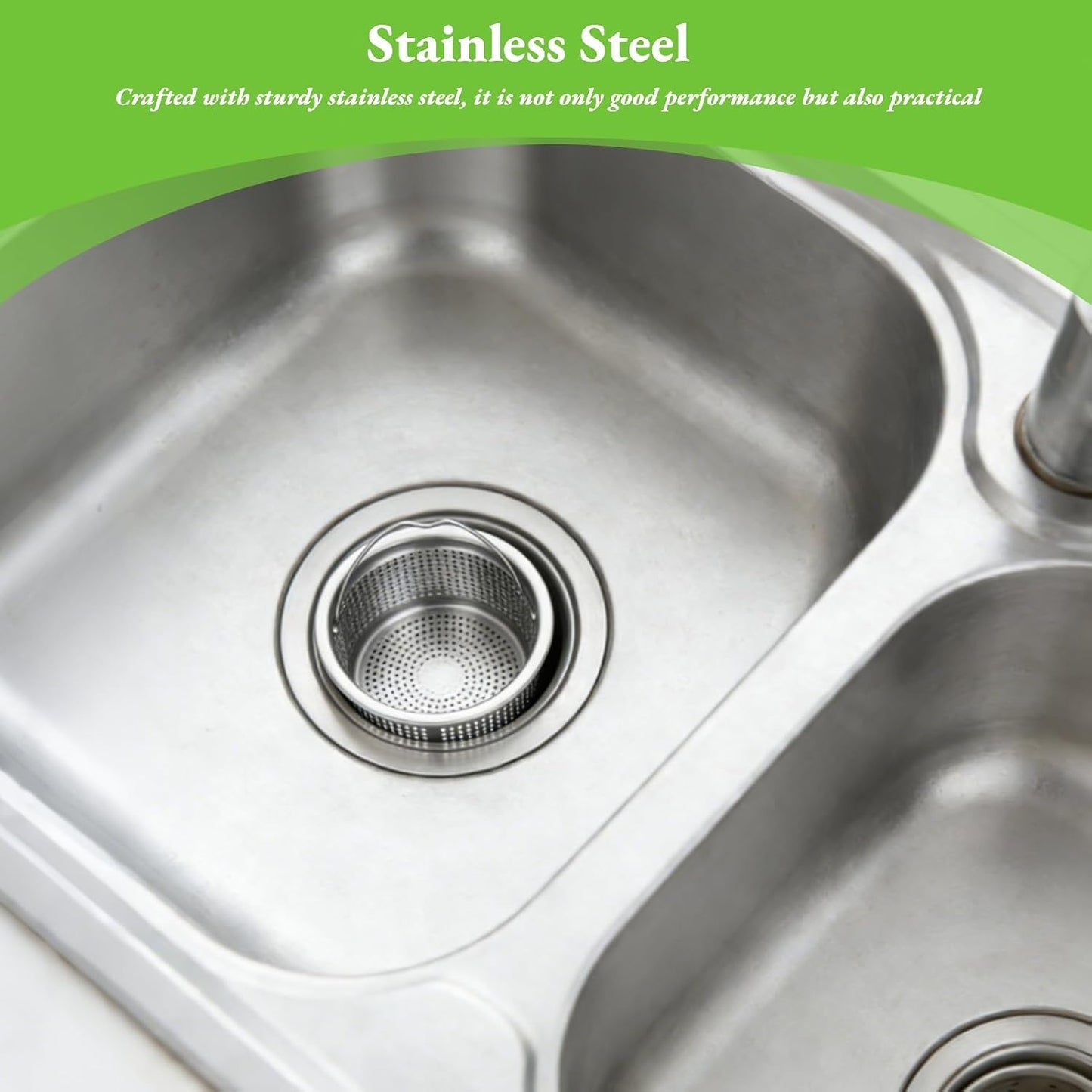 2 Pack Sink Strainer Basket, Stainless Steel Sink Drain with Handle Kitchen Drain Basket 3in Outer Diameter Kitchen Utensils for Restaurant Home