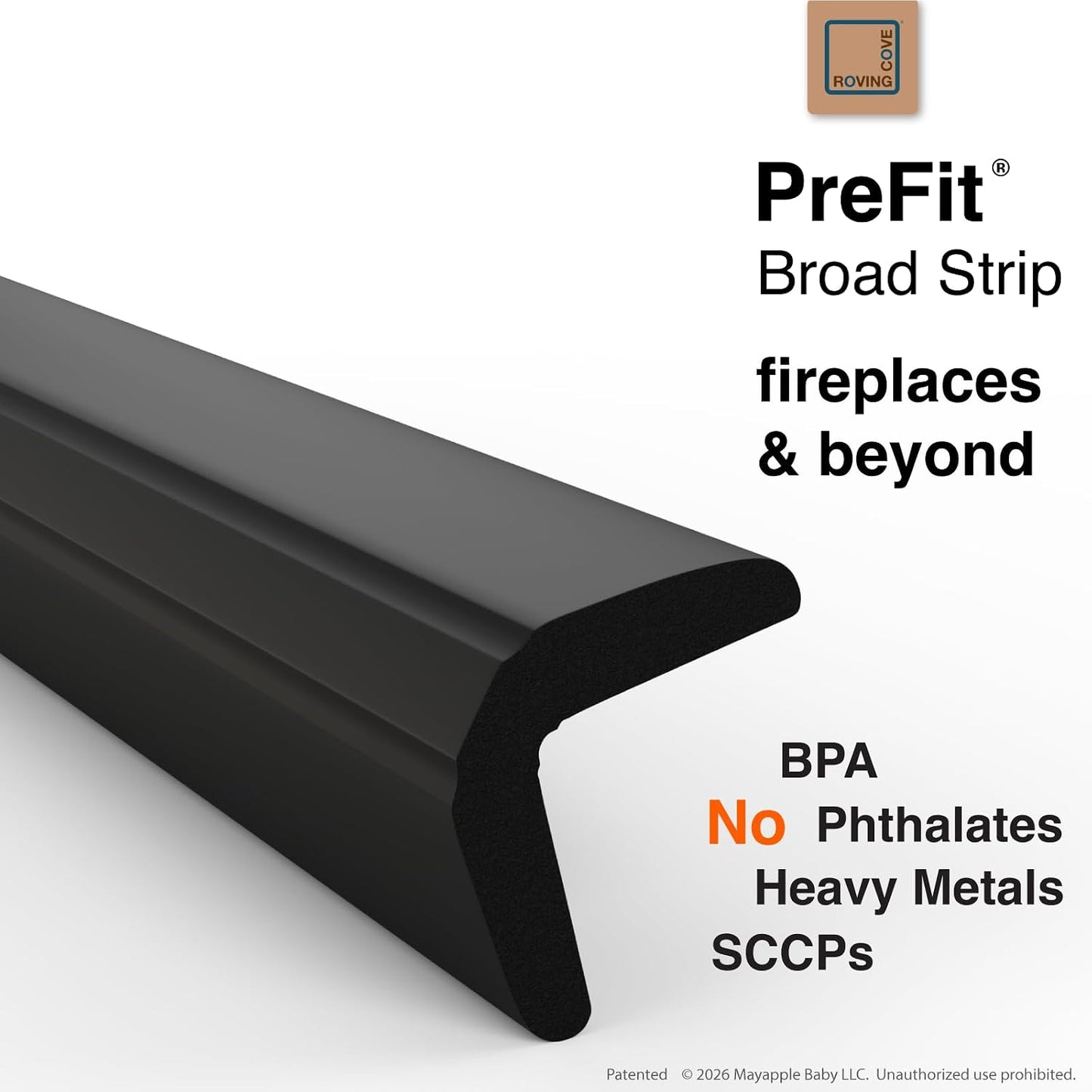 Roving Cove PreFit Fireplace Edge Corner Protector, Extra-Wide 9ft Edge 2 Corners, Pre-Taped 3M Adhesive, Baby Proofing Bumper Guards, Coffee Brown