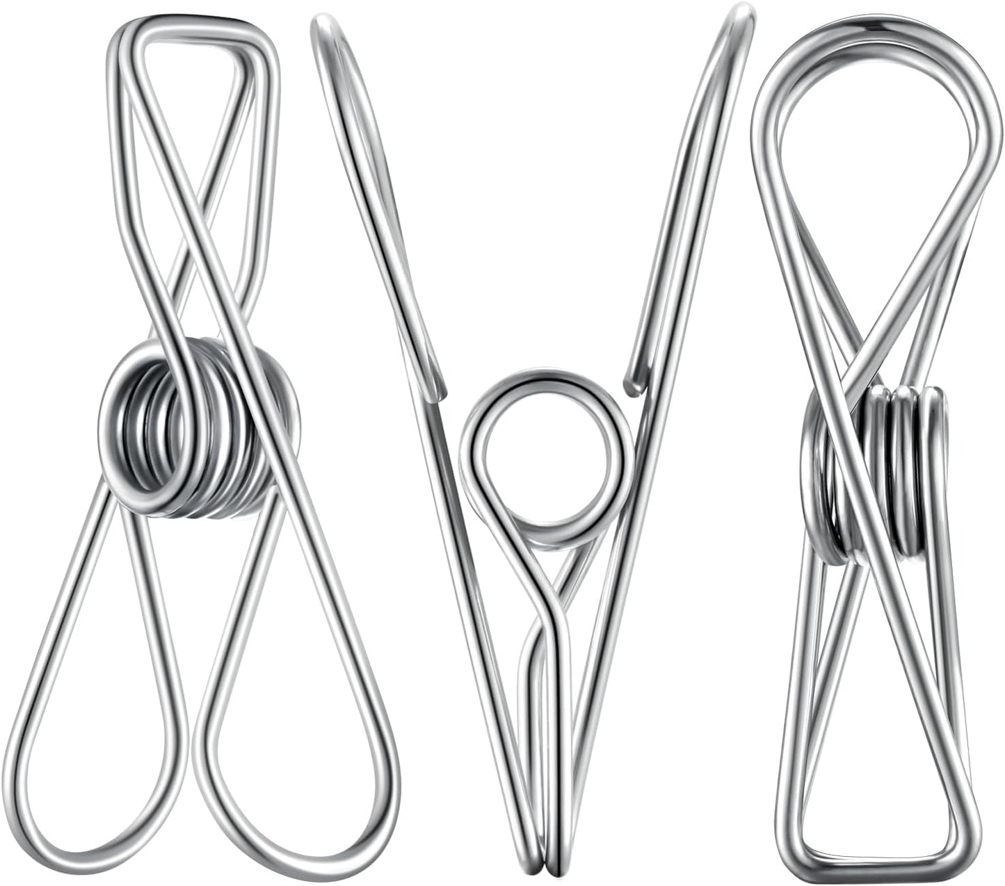(50PCS) Stainless Steel Laundry Clothes Pins Heavy Duty Outdoor, Clothespins for Hanging Clothes, Metal Clips, Metal Snack Bag Chip Clips for Food Packages, Mini Clothes pins