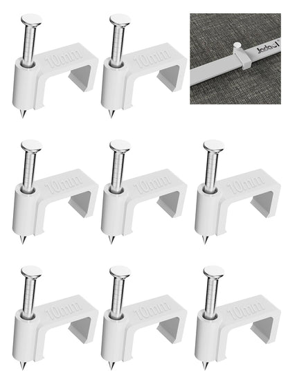 Jadaol 100Pcs 7.5mm Cable Clips with Nails, Custom Fit for Jadaol Cat6 Flat Ethernet Cable, Wall Wire Tacks for RJ45 LAN, Coax, Speaker, and Network Cables