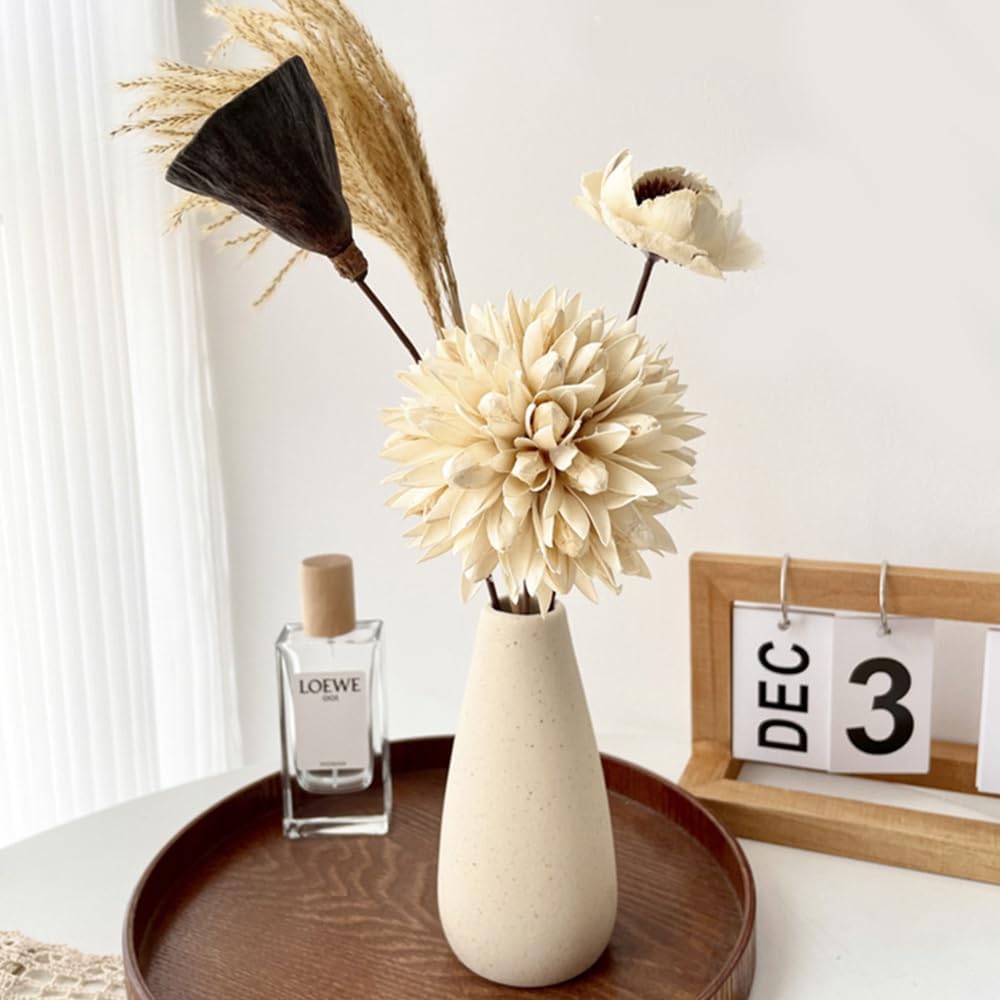 Small Ceramic Vase Set of 4 Mini Pottery Vases for Dried Flowers Decorative Vases for Home Living Room Dining Table Shelves