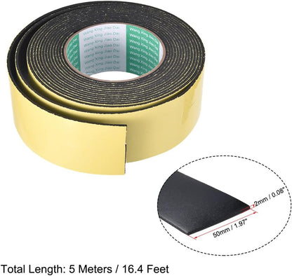 uxcell Sealing Foam Tape 5mm Wide 3mm Thick 4m/13ft Long, Self Adhesive Weather Strip for Window Door Insulation, Pack of 2