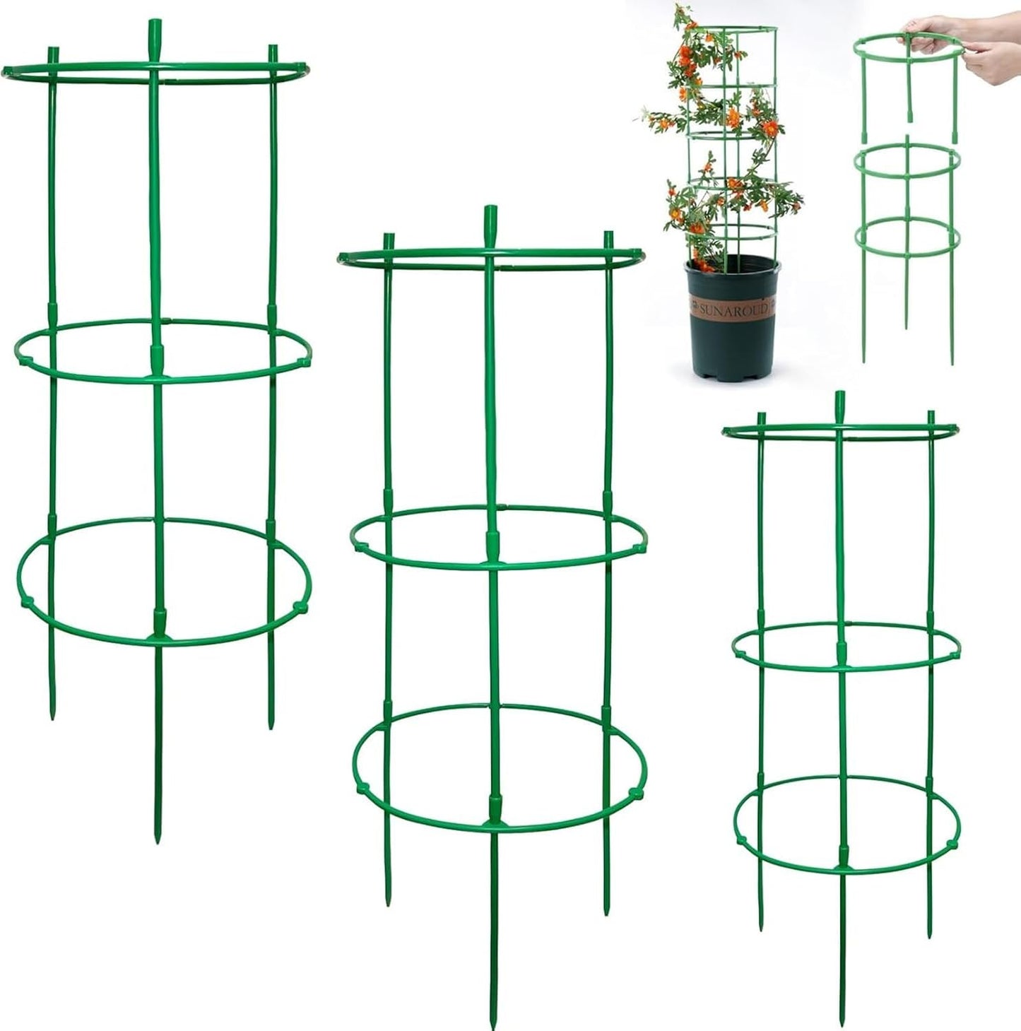 12PCS Plant Support Stakes Half Round Plant Stakes for Indoor Plants, Stackable Garden Flower Support, Plant Cages for Tomato,Monstera, Peony, Hydrangea, Climbing Plants