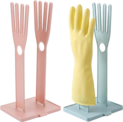 2 Pcs Reusable Kitchen Gloves Holder, Rubber Glove Clothes Drying Rack Plastic Washing Sink Holder Stand Towel Hanger, Dishwashing Glove Rack Sink Side Organizer Holder