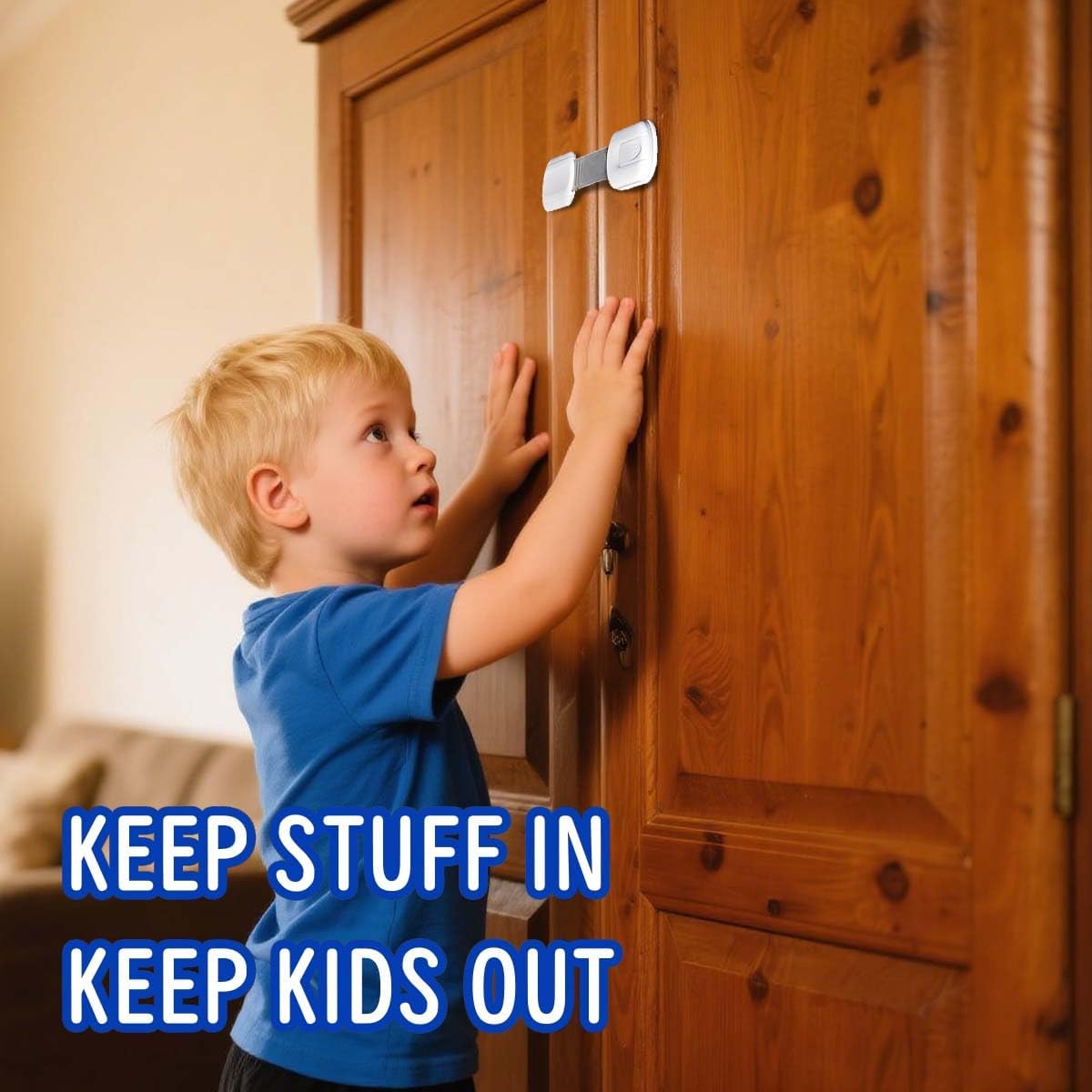 Cabinet Locks (6 Pack) Self Adhesive Drawer Latches for Home Furniture, Fridge & Cabinets, No Drilling Required
