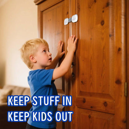 Cabinet Locks (6 Pack) Self Adhesive Drawer Latches for Home Furniture, Fridge & Cabinets, No Drilling Required