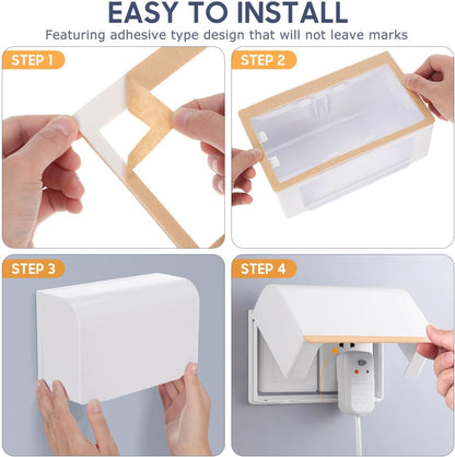 DOITOOL Waterproof Socket Protective Cover Sticky Style Double-Position Thickened Outlet Cover Weatherproof Socket Box for Home Kitchen Bathroom Easy Installation 7.95X4.76X2.95 Inch