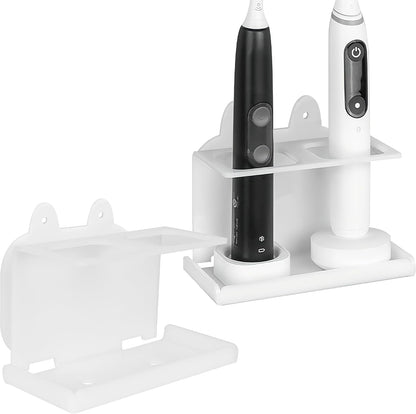 Electric Toothbrush Holder Wall Mounted, Electric Toothbrush Cord Organizer Holds 1 Chargers, Self Adhesive Electric Toothbrush Stand for Bathroom, Medicine Cabinet, Dorm(Black)