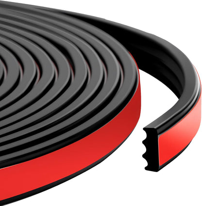 Ribbed Foam Rubber Seal, EPDM Rubber Weather Stripping with 3M 4011 Acrylic Foam Tape Self-Adhesive Bulkhead Seal Gasket Strip for Garage Door/Window/RV/Boat/Automotive/Marine (0.5" W, 25Ft)