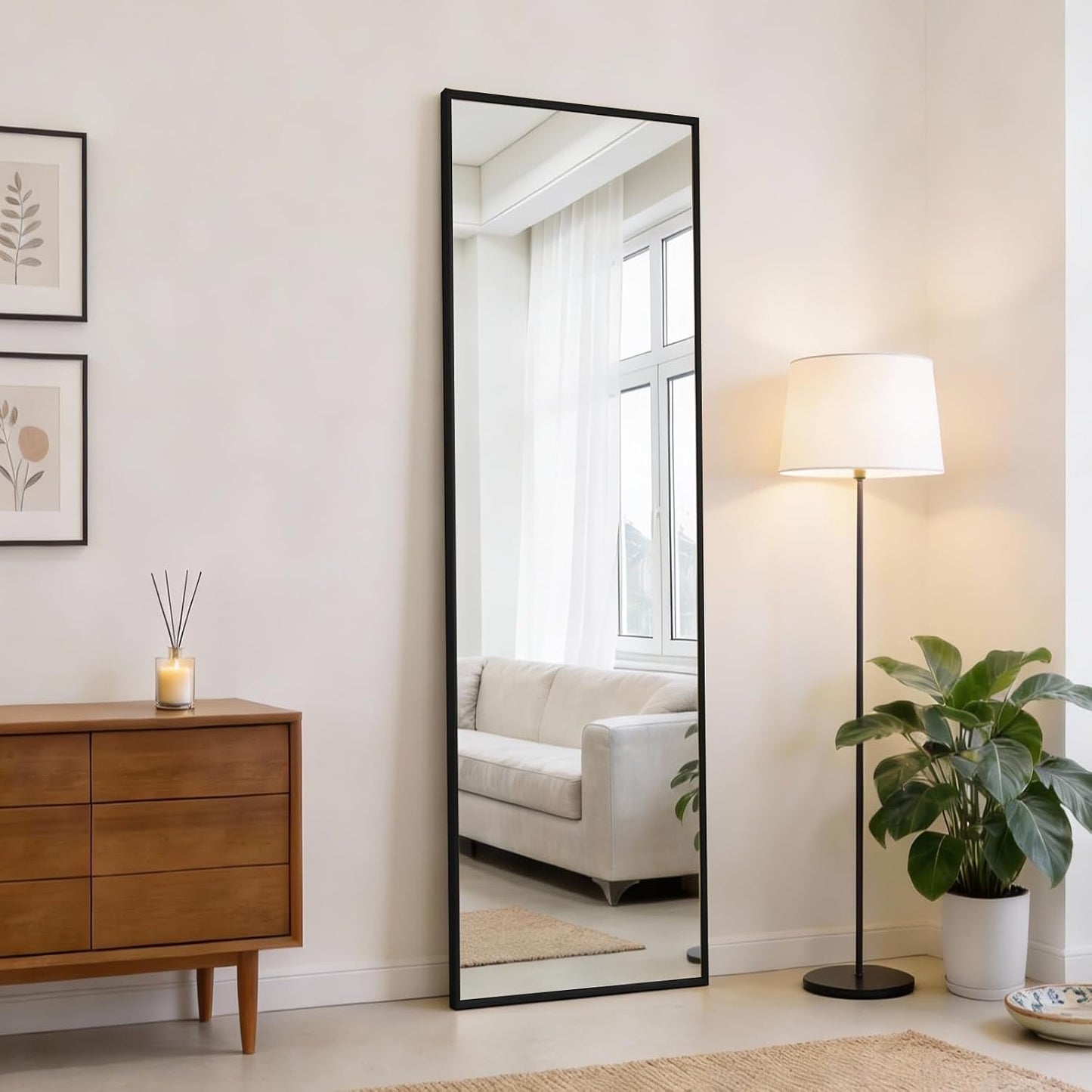 DUMOS 64"x21" Arched Full Length Floor Mirror, Full Body Mirror with Stand, Shatterproof Tempered Glass, Modern Aluminum Alloy Frame, Free Standing or Leaning for Home Decor, Gold