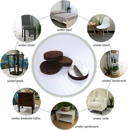 uxcell 40pcs Furniture Pads Round 1 1/4" Dia Self-stick Non-slip Anti-scratch Felt Pads Floors Protector Dark Brown