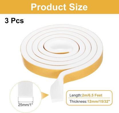 MECCANIXITY Weather Door Seal Strip Tape, Door Insulation Stripping Single Side Strong Self Adhesive Foam Tape Gap Filler for Door, Window, 1/4 Inch x 1/16 Inch x 32 Feet White 2 Pack
