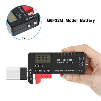 2PCS Battery Tester Checker Digital LCD Universal Battery Tester Monitor for AA AAA C D 9V 1.5V 1.2~4.8V Batteries Household Battery Testers Power Meter